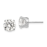 14k White Gold 8mm CZ stud earrings-XD14WCZ