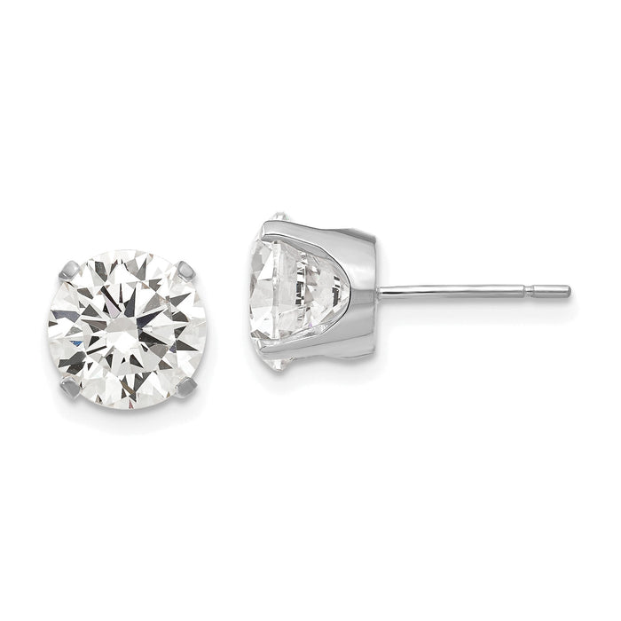 14k White Gold 8mm CZ stud earrings-XD14WCZ