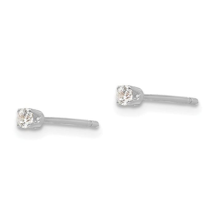 14k White Gold 2.25mm CZ stud earrings-XD1WCZ