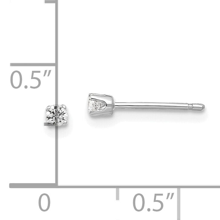 14k White Gold 2.25mm CZ stud earrings-XD1WCZ