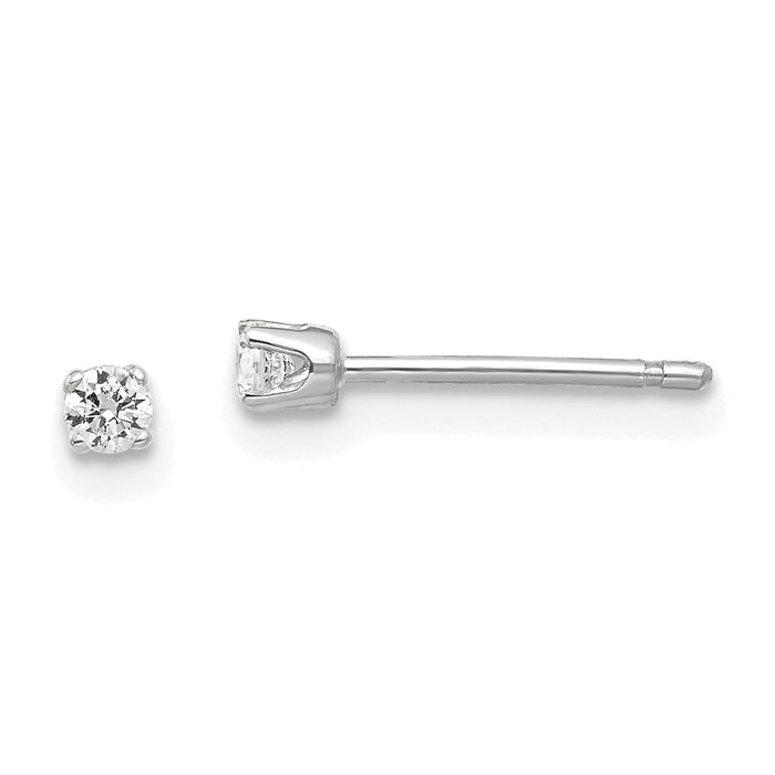 14k White Gold 2.25mm CZ stud earrings-XD1WCZ