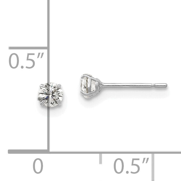 14k White Gold 3mm Round CZ Post Earrings-XD26WCZ