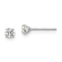 14k White Gold 3mm Round CZ Post Earrings-XD26WCZ