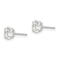 14k White Gold 5mm Round CZ Post Earrings-XD28WCZ