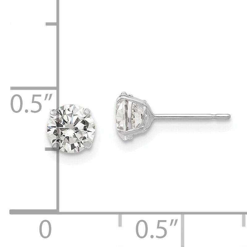 14k White Gold 5mm Round CZ Post Earrings-XD28WCZ