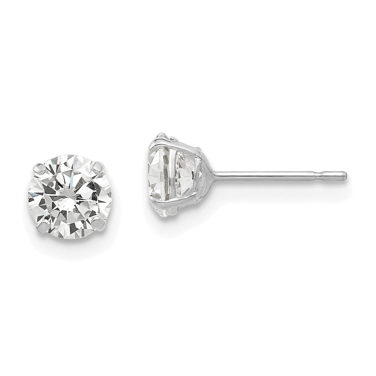 14k White Gold 5mm Round CZ Post Earrings-XD28WCZ