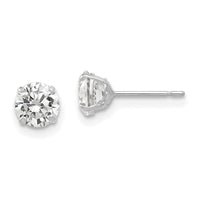 14k White Gold 5mm Round CZ Post Earrings-XD28WCZ