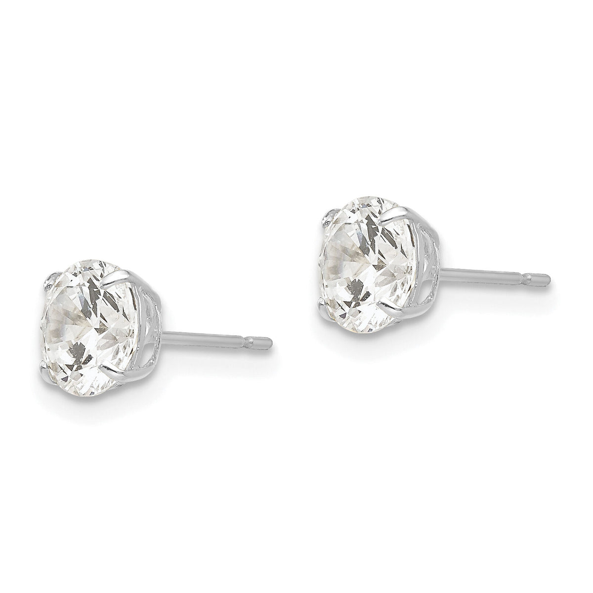 14k White Gold 6mm Round CZ Post Earrings-XD29WCZ