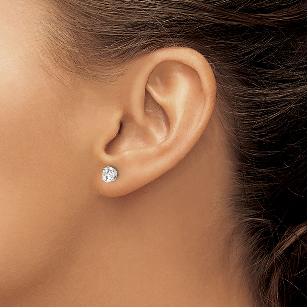14k White Gold 6mm Round CZ Post Earrings-XD29WCZ