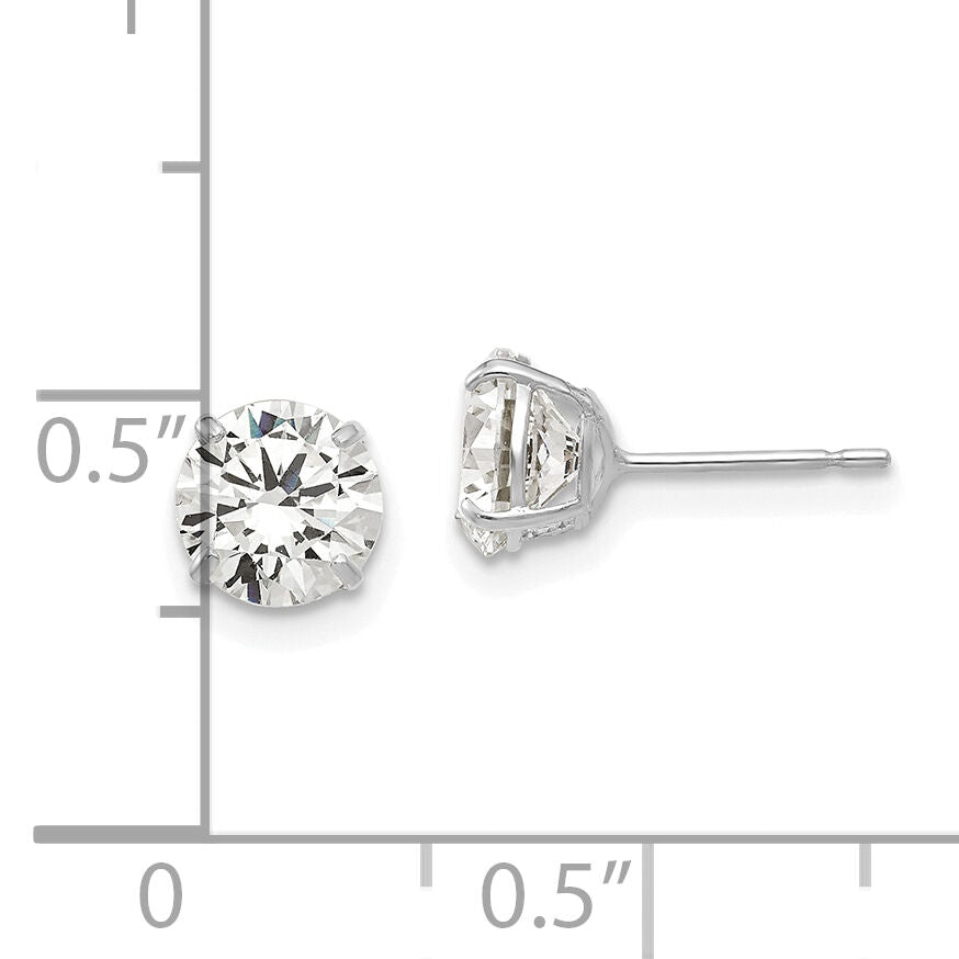 14k White Gold 6mm Round CZ Post Earrings-XD29WCZ