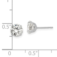 14k White Gold 6mm Round CZ Post Earrings-XD29WCZ