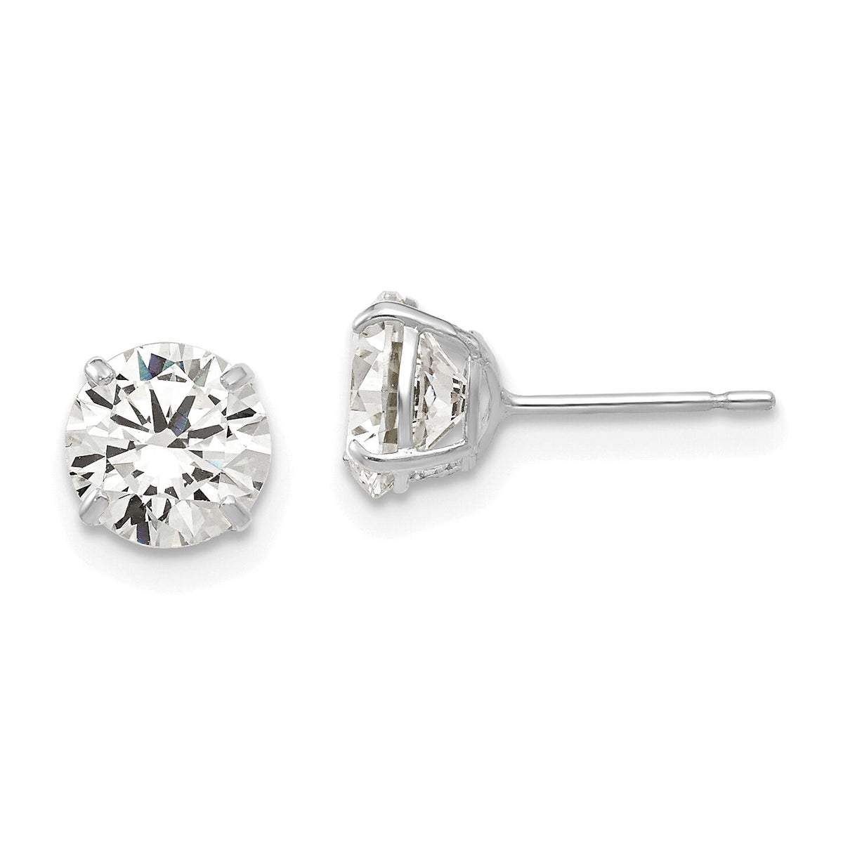 14k White Gold 6mm Round CZ Post Earrings-XD29WCZ