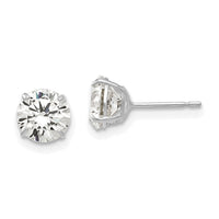 14k White Gold 6mm Round CZ Post Earrings-XD29WCZ