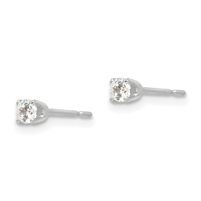 14k White Gold 2.75mm CZ stud earrings-XD2WCZ