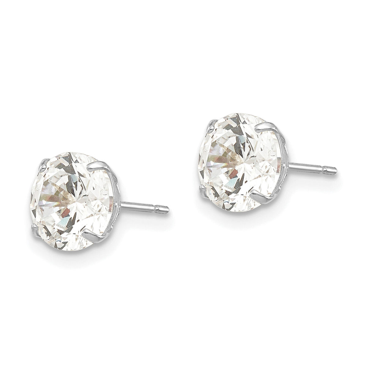 14k White Gold 7mm Round CZ Post Earrings-XD30WCZ