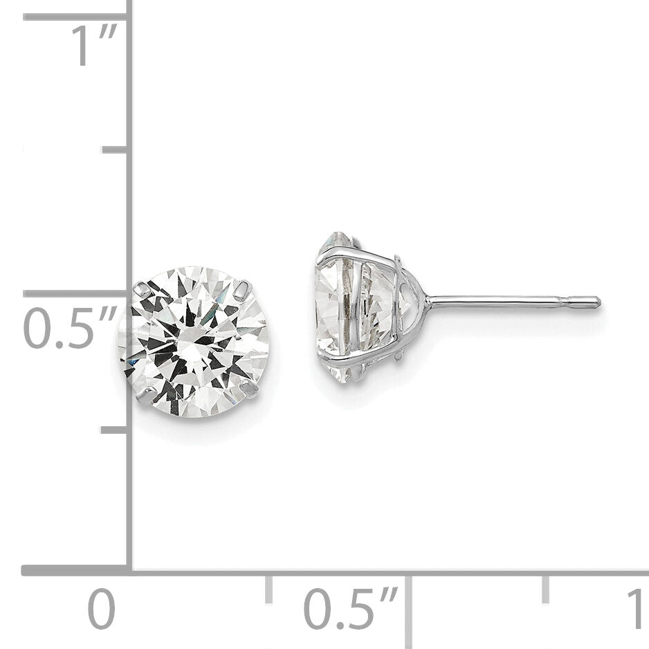 14k White Gold 7mm Round CZ Post Earrings-XD30WCZ