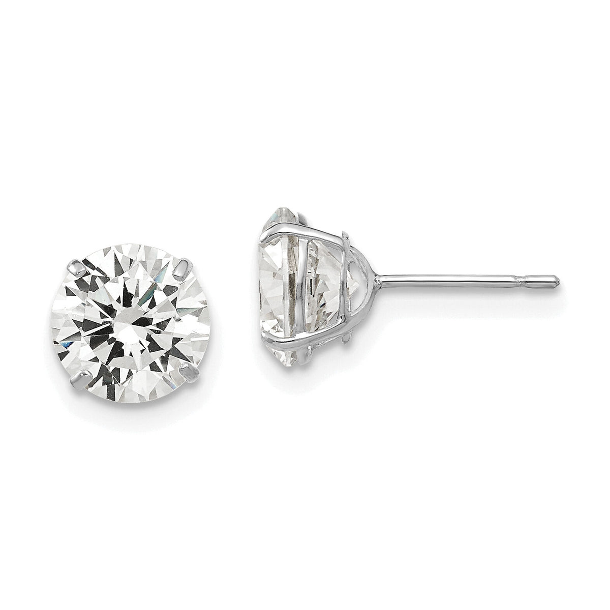 14k White Gold 7mm Round CZ Post Earrings-XD30WCZ