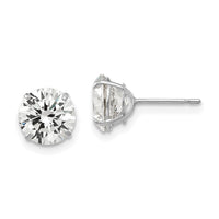14k White Gold 7mm Round CZ Post Earrings-XD30WCZ