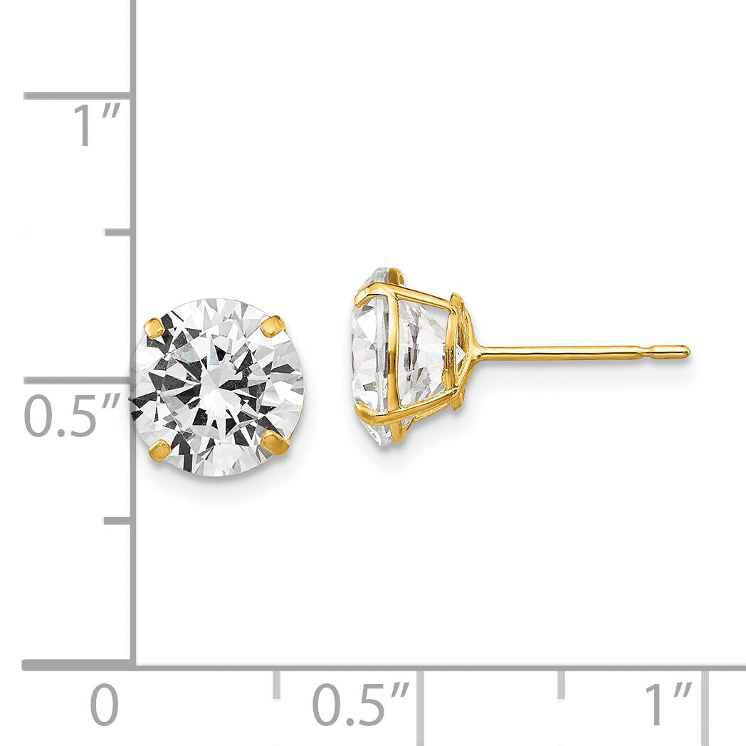 14k 8mm Round CZ Post Earrings-XD31CZ