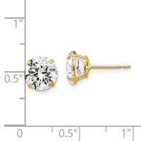 14k 8mm Round CZ Post Earrings-XD31CZ