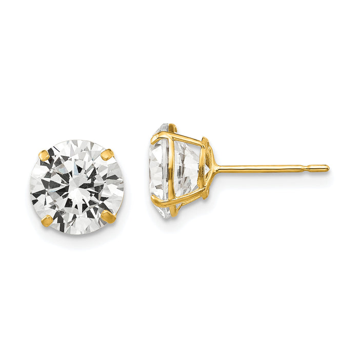 14k 8mm Round CZ Post Earrings-XD31CZ