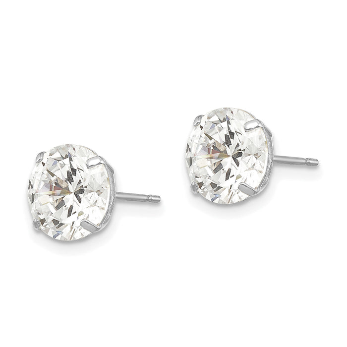14k White Gold 8mm Round CZ Post Earrings-XD31WCZ
