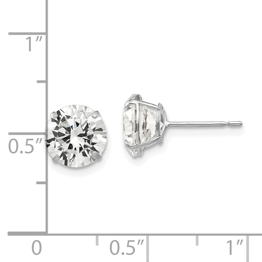 14k White Gold 8mm Round CZ Post Earrings-XD31WCZ