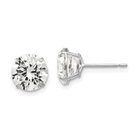 14k White Gold 8mm Round CZ Post Earrings-XD31WCZ