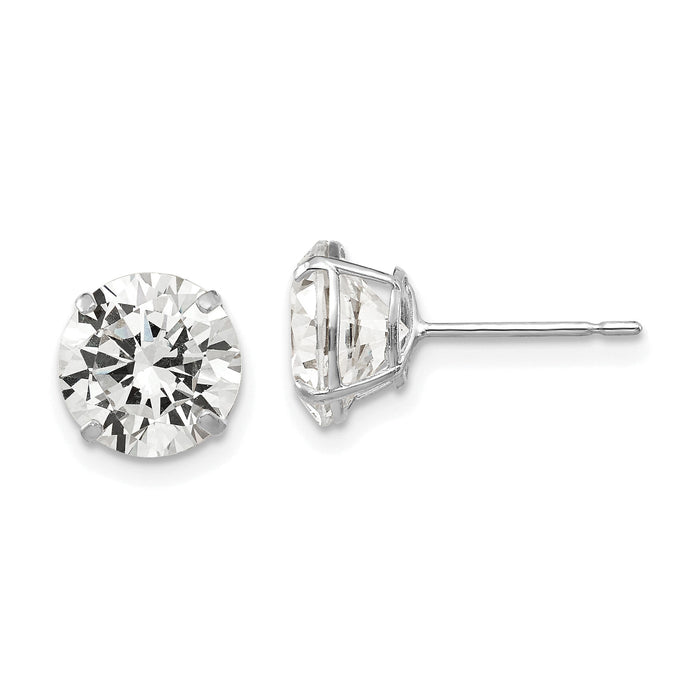 14k White Gold 8mm Round CZ Post Earrings-XD31WCZ