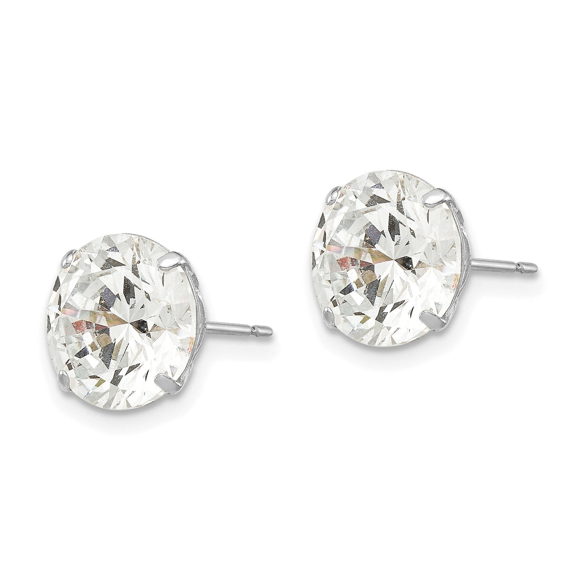 14k White Gold 9mm Round CZ Post Earrings-XD32WCZ