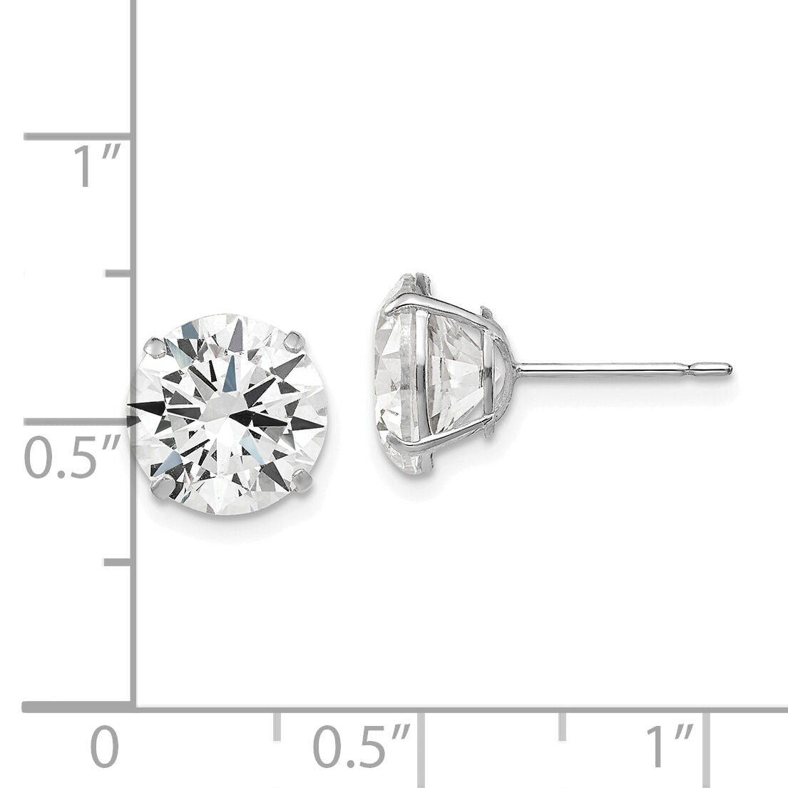 14k White Gold 9mm Round CZ Post Earrings-XD32WCZ