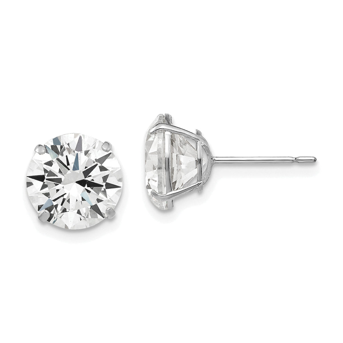 14k White Gold 9mm Round CZ Post Earrings-XD32WCZ