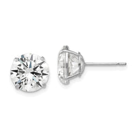 14k White Gold 9mm Round CZ Post Earrings-XD32WCZ