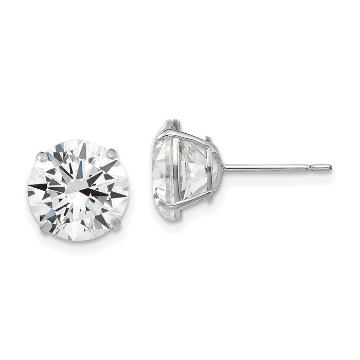 14k White Gold 9mm Round CZ Post Earrings-XD32WCZ