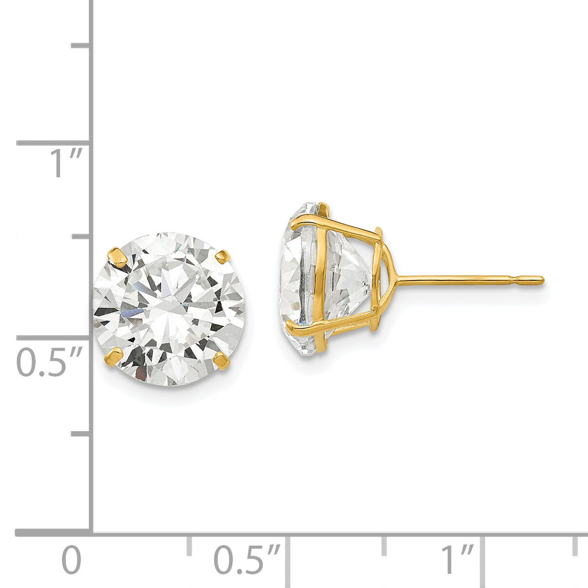 14k 10mm Round CZ Post Earrings-XD33CZ