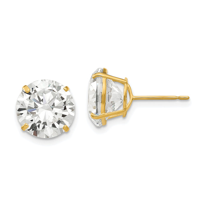14k 10mm Round CZ Post Earrings-XD33CZ