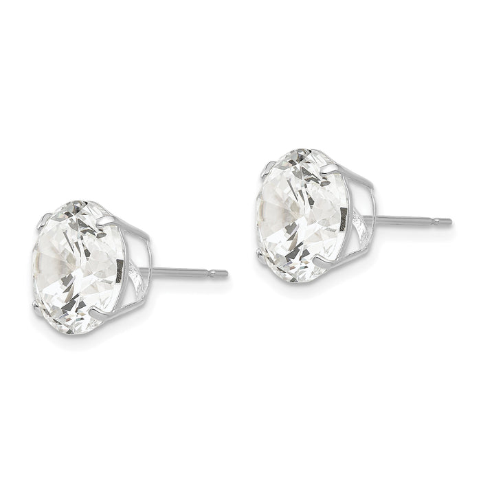 14k White Gold 10mm Round CZ Post Earrings-XD33WCZ