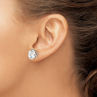 14k White Gold 10mm Round CZ Post Earrings-XD33WCZ