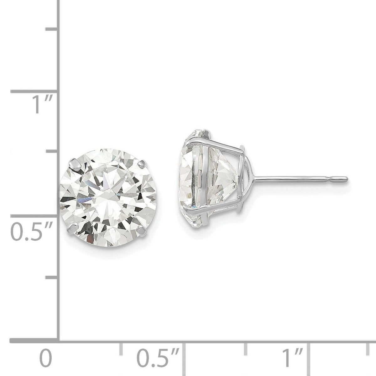 14k White Gold 10mm Round CZ Post Earrings-XD33WCZ