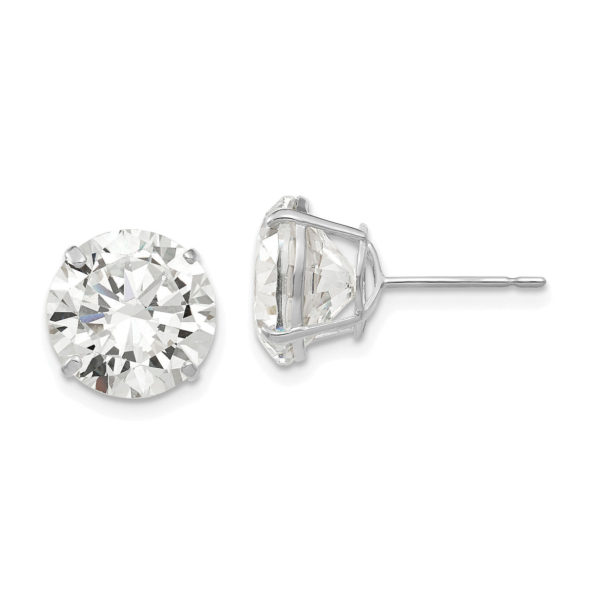 14k White Gold 10mm Round CZ Post Earrings-XD33WCZ