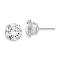 14k White Gold 10mm Round CZ Post Earrings-XD33WCZ