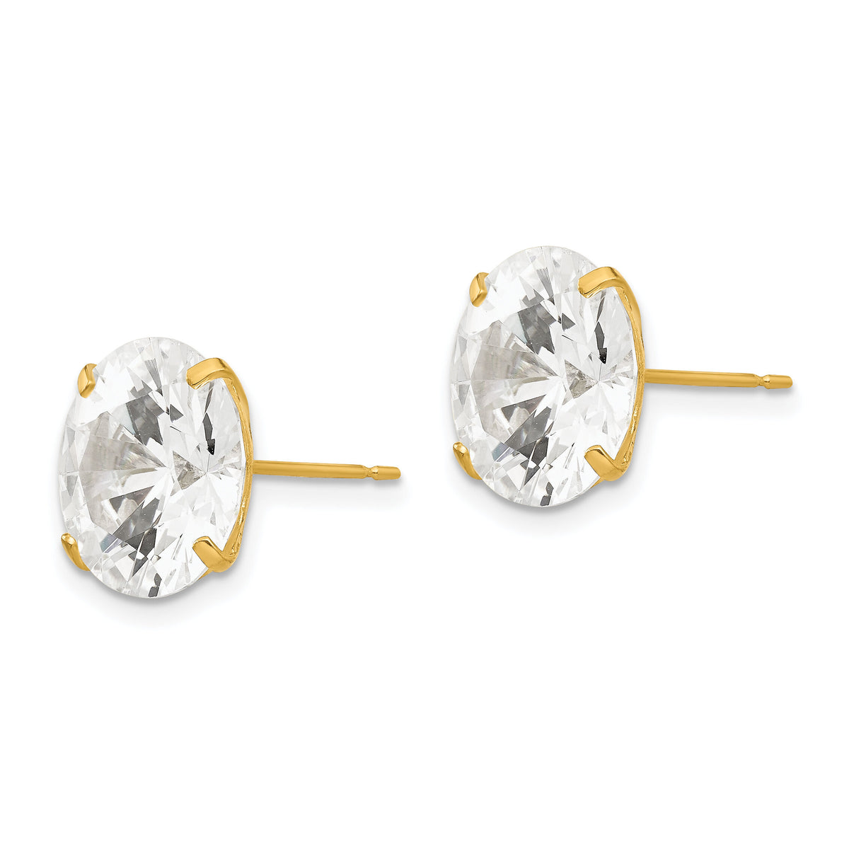 14k 11mm Round CZ Post Earrings-XD34CZ