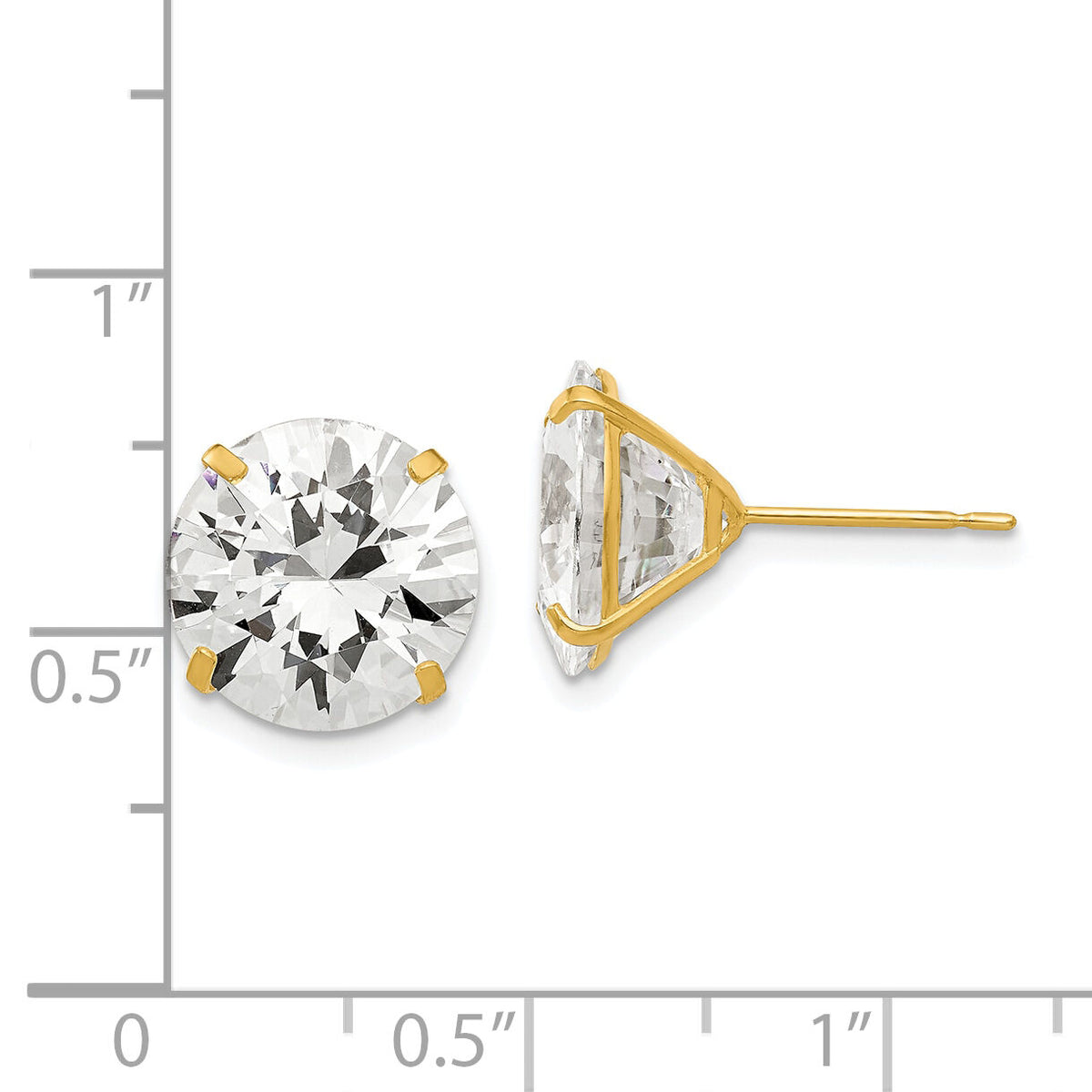 14k 11mm Round CZ Post Earrings-XD34CZ