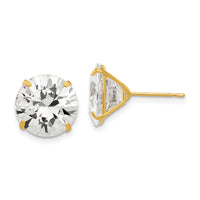 14k 11mm Round CZ Post Earrings-XD34CZ
