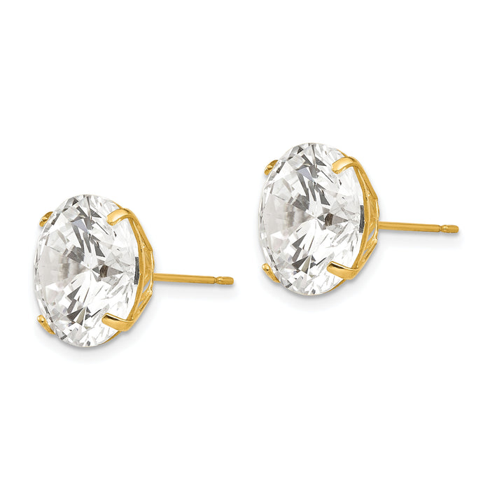 14k 12mm Round CZ Post Earrings-XD35CZ