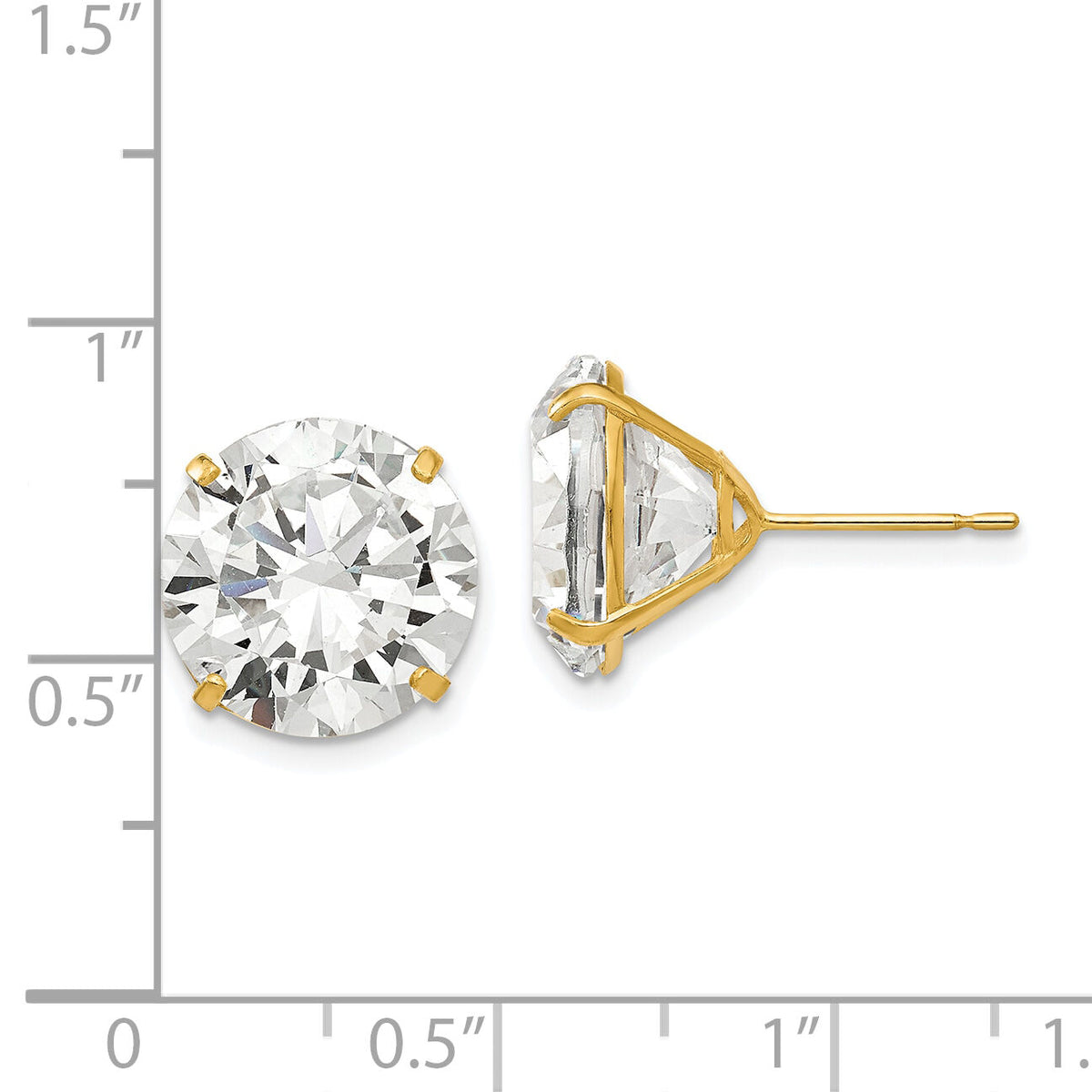 14k 12mm Round CZ Post Earrings-XD35CZ
