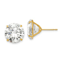 14k 12mm Round CZ Post Earrings-XD35CZ