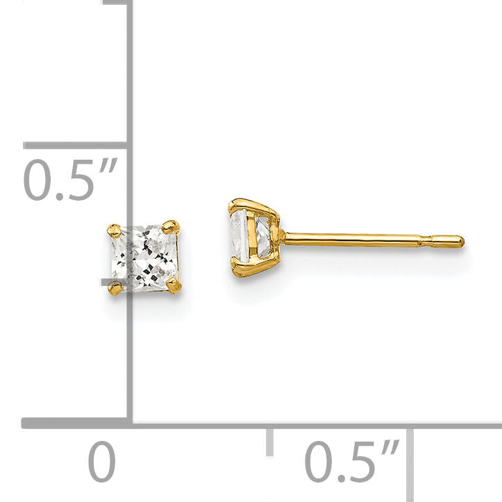 14k 3mm Square CZ Post Earrings-XD36CZ