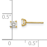 14k 3mm Square CZ Post Earrings-XD36CZ