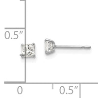 14k White Gold 3mm Square CZ Post Earrings-XD36WCZ